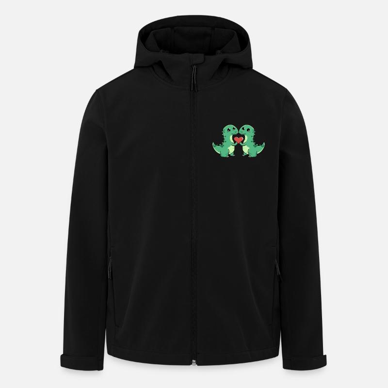 Dinosaurier brontosaurus Paar Herz - Recycelte Männer Softshell-Jacke von Stanley/Stella - Schwarz