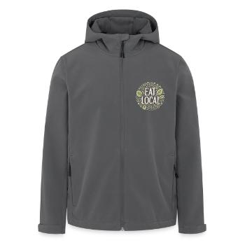 Essen Sie lokal, unterstützen Sie lokale Bauern vor Ort - Recycelte Männer Softshell-Jacke von Stanley/Stella - Schwarz - Vorne - AI Model Male 185 light (185cm)