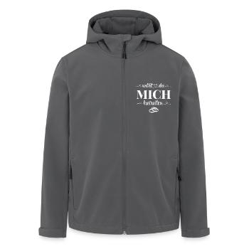 Heiratsantrag Willst Du mich heiraten - Recycelte Männer Softshell-Jacke von Stanley/Stella - Schwarz - Vorne - AI Model Male 185 light (185cm)