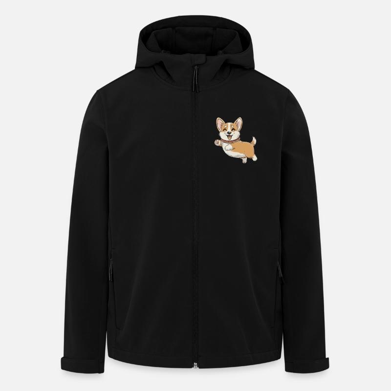 Glücklicher Corgi in Bewegung - Recycelte Männer Softshell-Jacke von Stanley/Stella - Schwarz