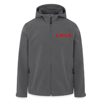 Amen - Men’s Recycled Softshell Jacket by Stanley/Stella - black - Front - AI Model Male 185 light (185cm)