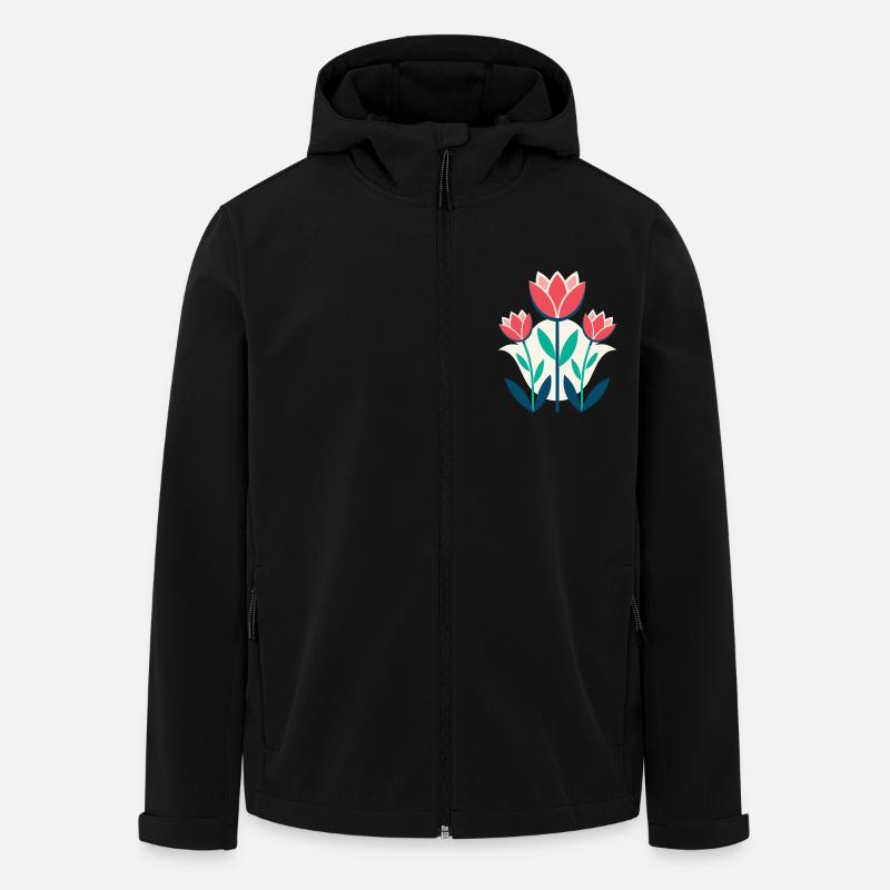 Fleurs - Printemps - Été - Fleurs - Veste softshell homme en polyester recyclé Stanley/Stella - noir