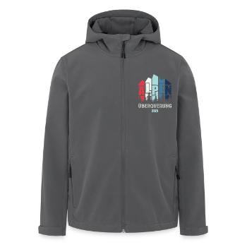 Alpen Überquerung 2025 - Fahrrad Wandern Routen - Recycelte Männer Softshell-Jacke von Stanley/Stella - Schwarz - Vorne - AI Model Male 185 light (185cm)