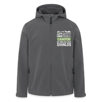 Ein Leben ohne Campen ist möglich aber sinnlos - Recycelte Männer Softshell-Jacke von Stanley/Stella - Schwarz - Vorne - AI Model Male 185 light (185cm)