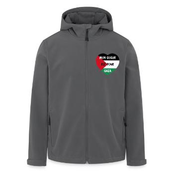 Mon Coeur est pour Gaza dans un drapeau Palestine - Veste softshell homme en polyester recyclé Stanley/Stella - noir - Devant - AI Model Male 185 light (185cm)