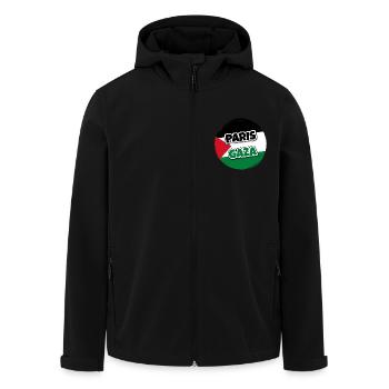 Drapeau de la Palestine rond avec texte PARIS GAZA - Veste softshell homme en polyester recyclé Stanley/Stella - noir - Devant - AI Model Male 185 light (185cm)