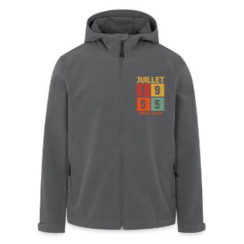 Juillet 1955 Édition limitée Cadeau D'anniversaire - Veste softshell homme en polyester recyclé Stanley/Stella - noir - Devant - AI Model Male 185 light (185cm)