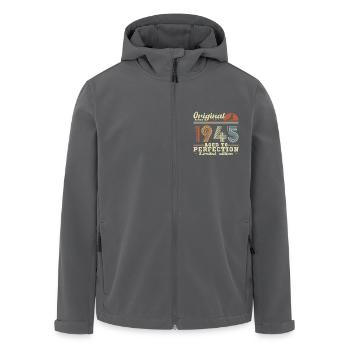Vintage 1945 80e Anniversaire Cadeau Retro - Veste softshell homme en polyester recyclé Stanley/Stella - noir - Devant - AI Model Male 185 light (185cm)