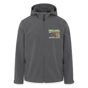 2015 Vintage Retro Birthday Gift - Men’s Recycled Softshell Jacket by Stanley/Stella - black - Front - AI Model Male 185 light (185cm)