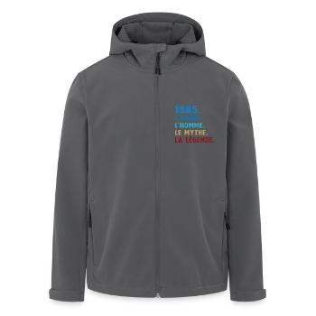 1985 Année Homme Mythe Légende - Veste softshell homme en polyester recyclé Stanley/Stella - noir - Devant - AI Model Male 185 light (185cm)