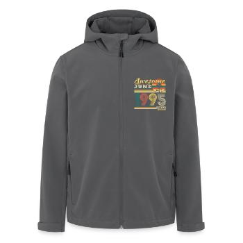 1995 June Vintage Birthday Gift Retro - Men’s Recycled Softshell Jacket by Stanley/Stella - black - Front - AI Model Male 185 light (185cm)