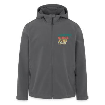Legend since June 1945 Birthday Gift - Men’s Recycled Softshell Jacket by Stanley/Stella - black - Front - AI Model Male 185 light (185cm)