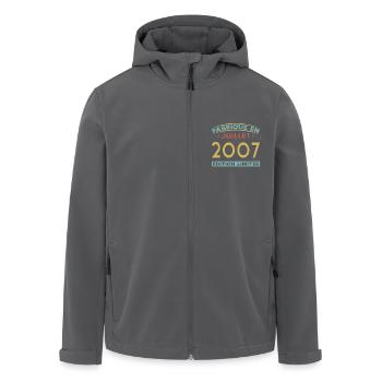 July 2007 Vintage Retro Birthday Gift - Men’s Recycled Softshell Jacket by Stanley/Stella - black - Front - AI Model Male 185 light (185cm)