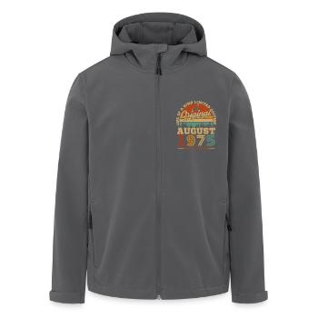 Vintage Rétro Août 1975 Cadeau D anniversaire - Veste softshell homme en polyester recyclé Stanley/Stella - noir - Devant - AI Model Male 185 light (185cm)