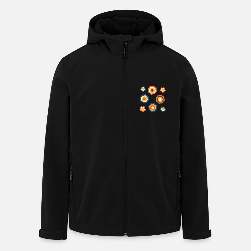 70s Flower Pattern - Men’s Recycled Softshell Jacket by Stanley/Stella - black