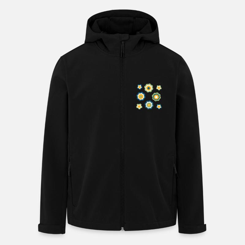 70s Flower Pattern Green - Men’s Recycled Softshell Jacket by Stanley/Stella - black