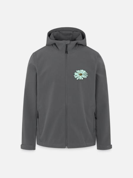 Fleur, bleu clair, fleur bleue - Veste softshell homme en polyester recyclé Stanley/Stella - noir