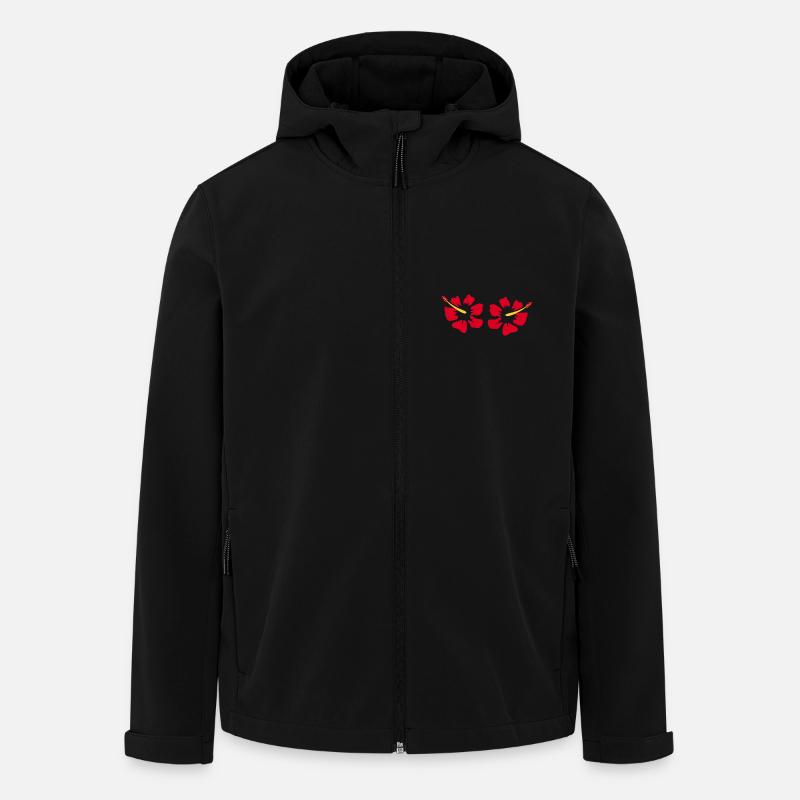 Fleur rouge fleurs rouge fleurs rouge hibiscus - Veste softshell homme en polyester recyclé Stanley/Stella - noir
