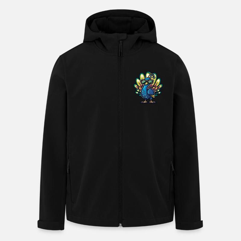 Oiseau paon bande dessinée cool - Veste softshell homme en polyester recyclé Stanley/Stella - noir