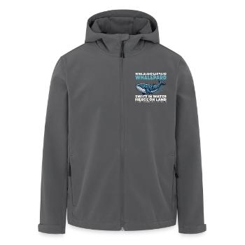 SWIFT IN WATER FIERCE ON LAND - WHALE AND LEOPARD - Men’s Recycled Softshell Jacket by Stanley/Stella - black - Front - AI Model Male 185 light (185cm)