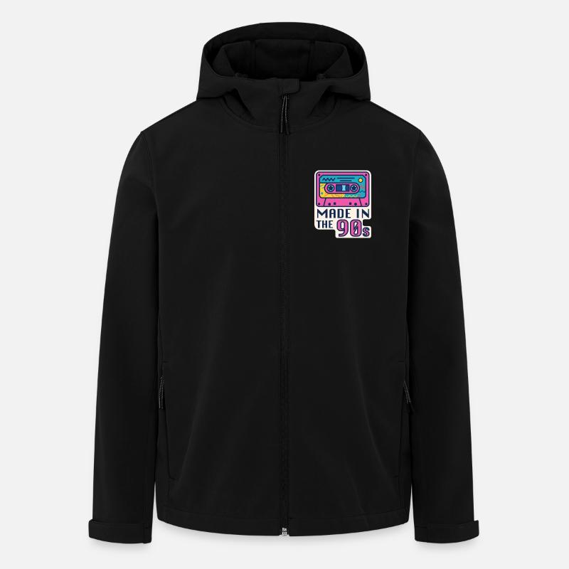 Cassette 90s Nostalgia Design - Men’s Recycled Softshell Jacket by Stanley/Stella - black