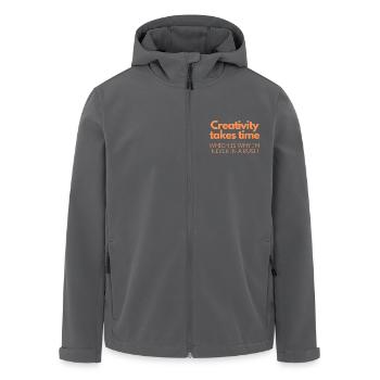 Creativity Takes Time - Men’s Recycled Softshell Jacket by Stanley/Stella - black - Front - AI Model Male 185 light (185cm)