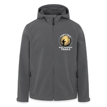 Outdoor Mapping Explorer Forest Map Sunrise - Men’s Recycled Softshell Jacket by Stanley/Stella - black - Front - AI Model Male 185 light (185cm)