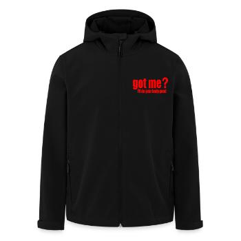 got me? i'll do your body good - Men’s Recycled Softshell Jacket by Stanley/Stella - black - Front - AI Model Male 185 light (185cm)