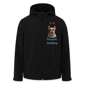 I Love French Bulldog , Dog Lover, Gift Dog Lover - Men’s Recycled Softshell Jacket by Stanley/Stella - black - Front - AI Model Male 185 light (185cm)