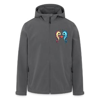 Seahorse Couple Heart - Men’s Recycled Softshell Jacket by Stanley/Stella - black - Front - AI Model Male 185 light (185cm)