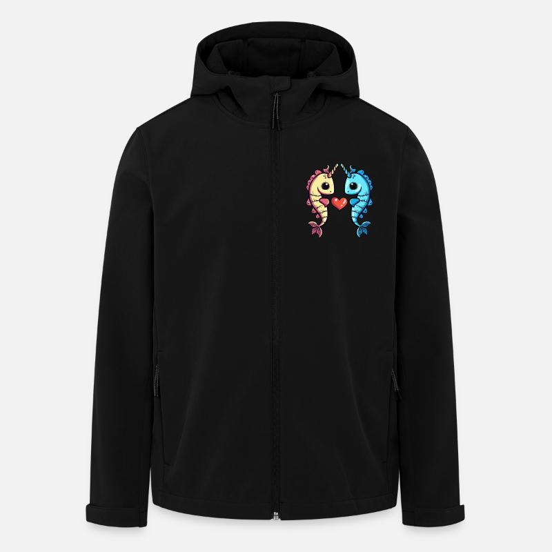 Seepferd Paar Herz - Recycelte Männer Softshell-Jacke von Stanley/Stella - Schwarz