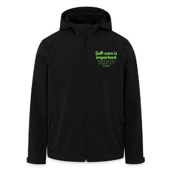 Selbstfürsorge ist wichtig - Recycelte Männer Softshell-Jacke von Stanley/Stella - Schwarz - Vorne - AI Model Male 185 light (185cm)