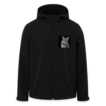Katze weiß-schwarz Katze schwarzweiß - Recycelte Männer Softshell-Jacke von Stanley/Stella - Schwarz - Vorne - AI Model Male 185 light (185cm)