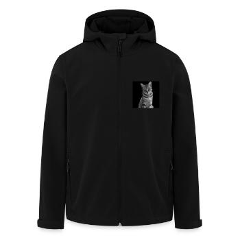 Katze weiß-schwarz Katze schwarzweiß - Recycelte Männer Softshell-Jacke von Stanley/Stella - Schwarz - Vorne - AI Model Male 185 light (185cm)