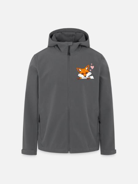 Peeking cute shy fox with hearts - Men’s Recycled Softshell Jacket by Stanley/Stella - black