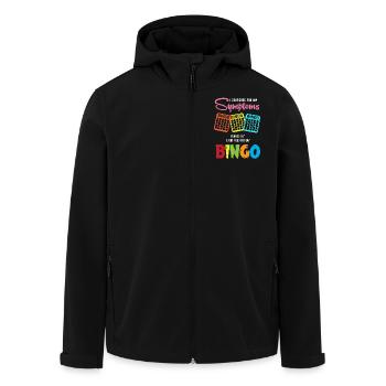 Bingo - Men’s Recycled Softshell Jacket by Stanley/Stella - black - Front - AI Model Male 185 light (185cm)