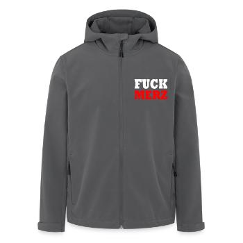fuck merz - Recycelte Männer Softshell-Jacke von Stanley/Stella - Schwarz - Vorne - AI Model Male 185 light (185cm)