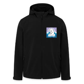 Eisbären-Mama mit ihren beiden Babys auf einer Scholle - Recycelte Männer Softshell-Jacke von Stanley/Stella - Schwarz - Vorne - AI Model Male 185 light (185cm)