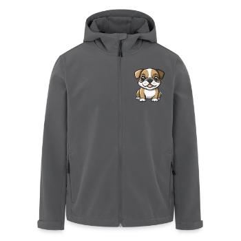 Bulldogg Hund Niedlich - Recycelte Männer Softshell-Jacke von Stanley/Stella - Schwarz - Vorne - AI Model Male 185 light (185cm)