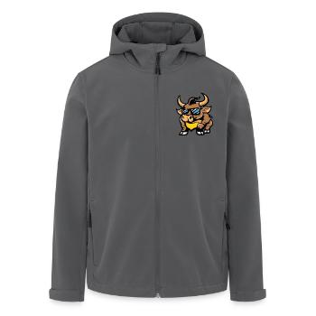 Stier Cool Comic - Recycelte Männer Softshell-Jacke von Stanley/Stella - Schwarz - Vorne - AI Model Male 185 light (185cm)