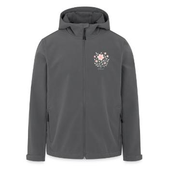 Illustration de fleurs de cerisier colorè - Veste softshell homme en polyester recyclé Stanley/Stella - charbon - Devant - AI Model Male 185 light (185cm)