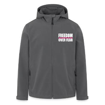 Freedom over fear - Men’s Recycled Softshell Jacket by Stanley/Stella - black - Front - AI Model Male 185 light (185cm)