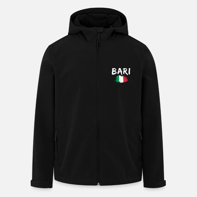 Bari, Italie, Drapeau - Veste softshell homme en polyester recyclé Stanley/Stella - noir