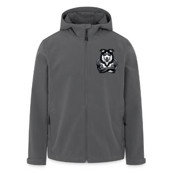 Border Collie Dog Muscles Bodybuilding - Men’s Recycled Softshell Jacket by Stanley/Stella - black - Front - AI Model Male 185 light (185cm)