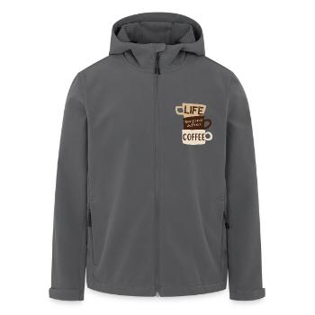 Lustiger Barista-Humor Das Leben beginnt nach dem Kaffee - Recycelte Männer Softshell-Jacke von Stanley/Stella - Schwarz - Vorne - AI Model Male 185 light (185cm)