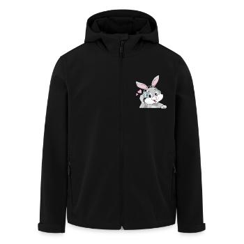 Lächelnder Hase, Musik über Kopfhörer hören - Recycelte Männer Softshell-Jacke von Stanley/Stella - Schwarz - Vorne - AI Model Male 185 light (185cm)