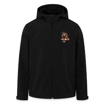 Musculation des muscles du cheval - Veste softshell homme en polyester recyclé Stanley/Stella - noir - Devant - AI Model Male 185 light (185cm)