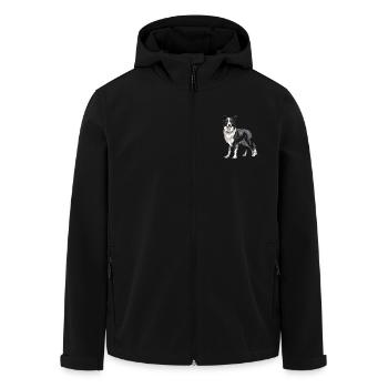 Border Collie Dog - Men’s Recycled Softshell Jacket by Stanley/Stella - black - Front - AI Model Male 185 light (185cm)