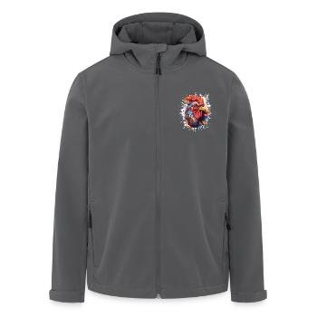 Hahn Tier Pop Art Kopf - Recycelte Männer Softshell-Jacke von Stanley/Stella - Schwarz - Vorne - AI Model Male 185 light (185cm)
