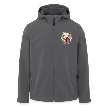 Golden Retriever Dog Animal Pop Art Head - Men’s Recycled Softshell Jacket by Stanley/Stella - black - Front - AI Model Male 185 light (185cm)